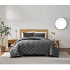 TRULY SOFT Textured Checkered Grey Full/Queen 3 Piece Comforter Set,