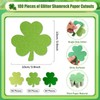 MixTeach 180 Pcs Shamrocks Cutouts St. Patrick's Day Glitter Clover