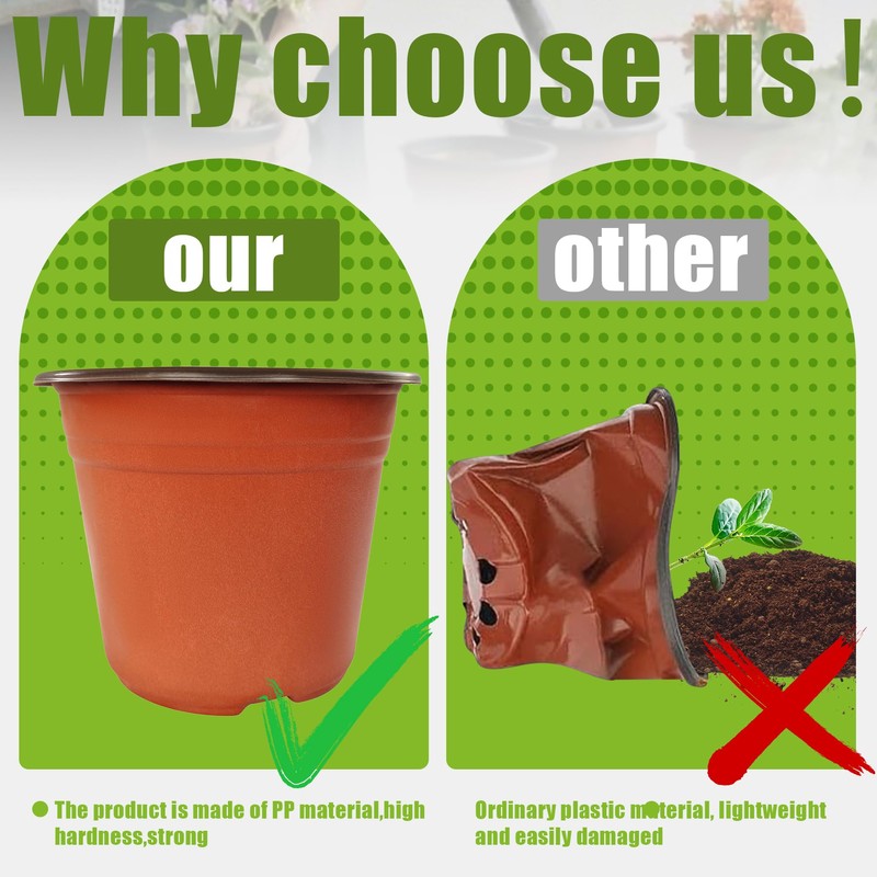 100 Packs 8" Plant Nursery Pots Plastic Seedling Starter pot