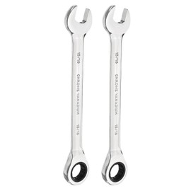 HARFINGTON 2pcs Ratcheting Wrench 15/16 Inch Box and Open End 45# Carbon Steel Chromium Plated 12-Point 72-Teeth Combination Wrench for Home Auto Repair Machine Maintenance