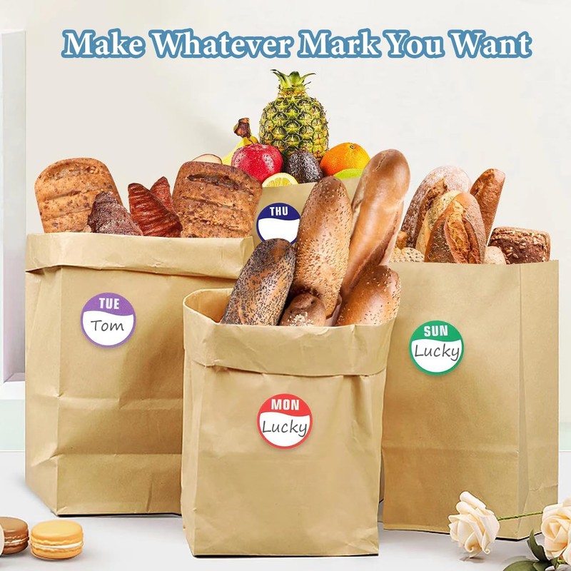Date Labels for Food, 3500Pcs Week Day Dots Food Labels