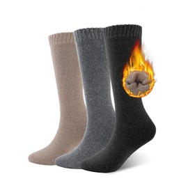 SIMIYA 3 Pairs Merino Wool Socks Women, 30CM Knee High Thick Long Boot Extra Warm Thermal Winter Hiking Hunting Calf Sock