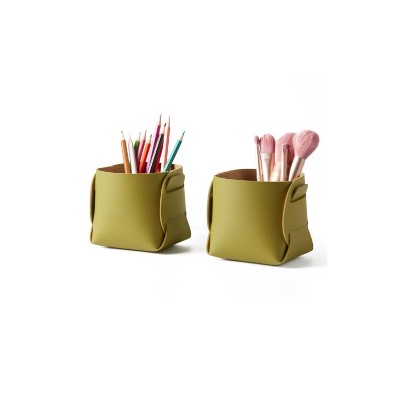 HOMIEAZICOZI Cork Leather Desk Organizer - 2-Pack Stylish Storage