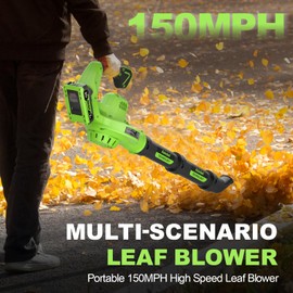 20V Cordless Leaf Blower – 4-in-1 Electric Blower (150 MPH, 20,000 RPM) for Lawn Care, Patio & Driveway Cleaning – Lightweight, 2 x 2.0Ah Batteries and Fast Charger Included