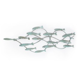 Asense Metal Home Wall Decor Wall Art Sculptures Home Decor Sea Beach Decoration for Indoor Outdoor, School of Fish