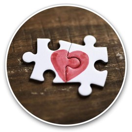 Vinyl Stickers (Set of 2) 7.5cm - Jigsaw Puzzle Love Heart Fiance Wife #8772