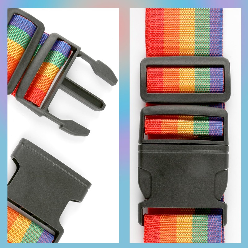 Luckious 4 PCS Universal Luggage Strap - Adjustable Rainbow Travel