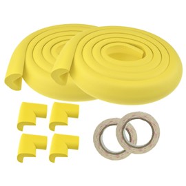FiveSeasonStuff 2 Pack All Season Foam Cushion Table Edge Guards (Edge Protectors) + 4 Corner Guards (Corner Protectors) Kits for Baby Proofing Child Proofing (2 Pack Jumbo Yellow L-Shape Edge Guards (2 Metres Each) + 4 Jumbo Corner Guards (Thickness: 8-