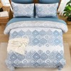 WONGS BEDDING Boho Comforter Set Queen Size, Blue Damask Comforter