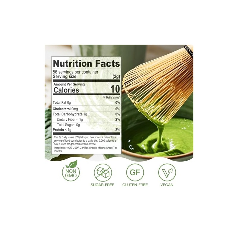 Polvo de té verde matcha orgánico, 114 g (4 oz.)