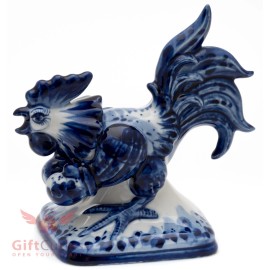 Fighter boxer Rooster gzhel porcelain figurine handmade in Russia