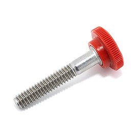 1/4"-20 x 1-1/2" Thumb Screw Stainless Steel - Red Knurled Round Plastic Knob - Standard/Coarse Thread Thumbscrew - Length: 1.500" - Proudly Built in USA - Package of (4)