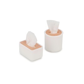 Dollhouse Tissue Box 2Pcs Miniature House Accessories, Round Tube & Rectangle Papar Box Set for Toliet Living Room Decoration, Tissue Holder Model for DIY Craft (1:6 Scale)
