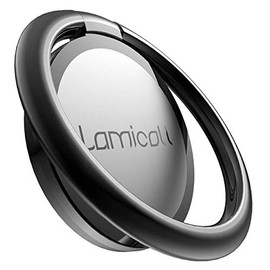 Lamicall Anillo para Celular, Soportes de Celulares : 360 Grados Phone Ring Holder Base Porta Redondo para el Dedo, Compatible con 15 14 13 12 11 Pro MAX, Galaxy S24 S23 S22, All Smartphone - Negro