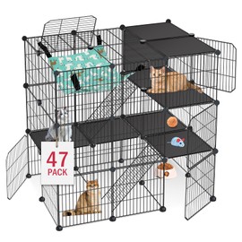 VISCOO VISCOO Cat Cage, 3-Tier DIY Cat Enclosures Catio, Cat Playpen Indoor & Outdoor with Hammock, Detachable Metal Wire Kennel Cats Crate, 2x3x3 Exercise Place for 1-3 Cats/Kitten