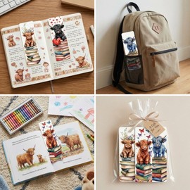 Highland Cow Bookmarks for Women, 10 Pack Cute Gifts for Book Lovers