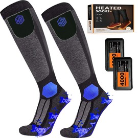 Heated Socks, Thermal Heated Socks for Men, Foot Warmers Cotton Socks for Cycling Camping Hiking Skiing （Blue M）