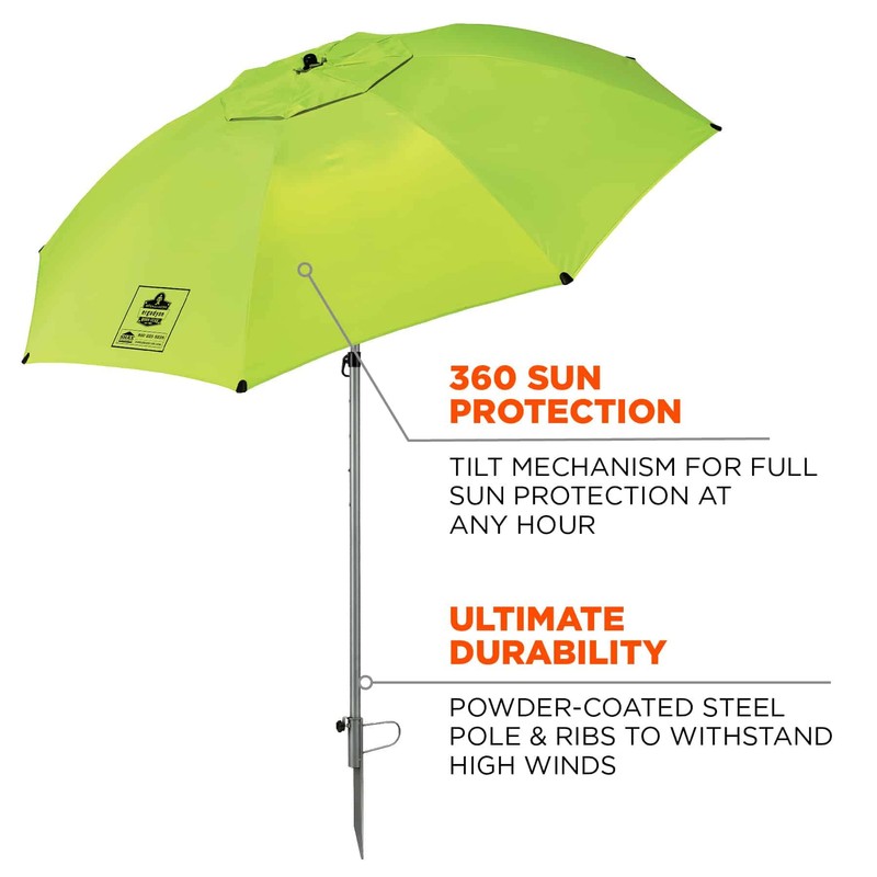 Ergodyne Ergodyne SHAX 6100 Lightweight Industrial Umbrella Lime, 84"
