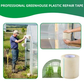 Greenhouse Repair Tape, 6.3 mil Thickness Greenhouse Plastic Tape, Clear UV Resistant Greenhouse Sheeting Coverings Film Tape(5inX213ft)