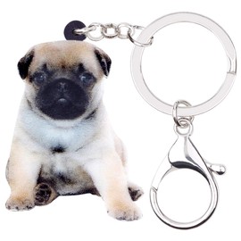 WEVENI Acrylic Valentines Pug Dog Keychain Novelty Jewelry for Women Girls Purse Wallet Accessories Charms (Pug Dog H)