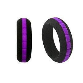 PAMTIER Men's and Women's 2 PCS Functional Silicone Rings Classic Collection Outdoor Active Exercise Style Black Purple Size 8