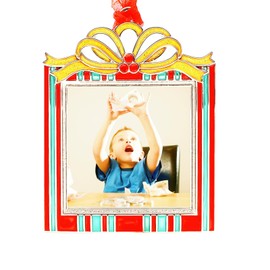 Christmas Tree Ornaments Home Decor Christmas Holiday Keepsake Gift Xmas Gifts Decorations Pendant with Can Insert Photos (Red&Green Gift)