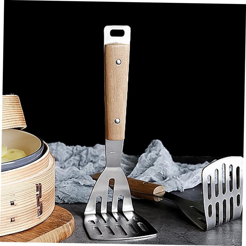 SHOWERORO Stainless Steel Potato Press with Wooden Handle Manual Masher