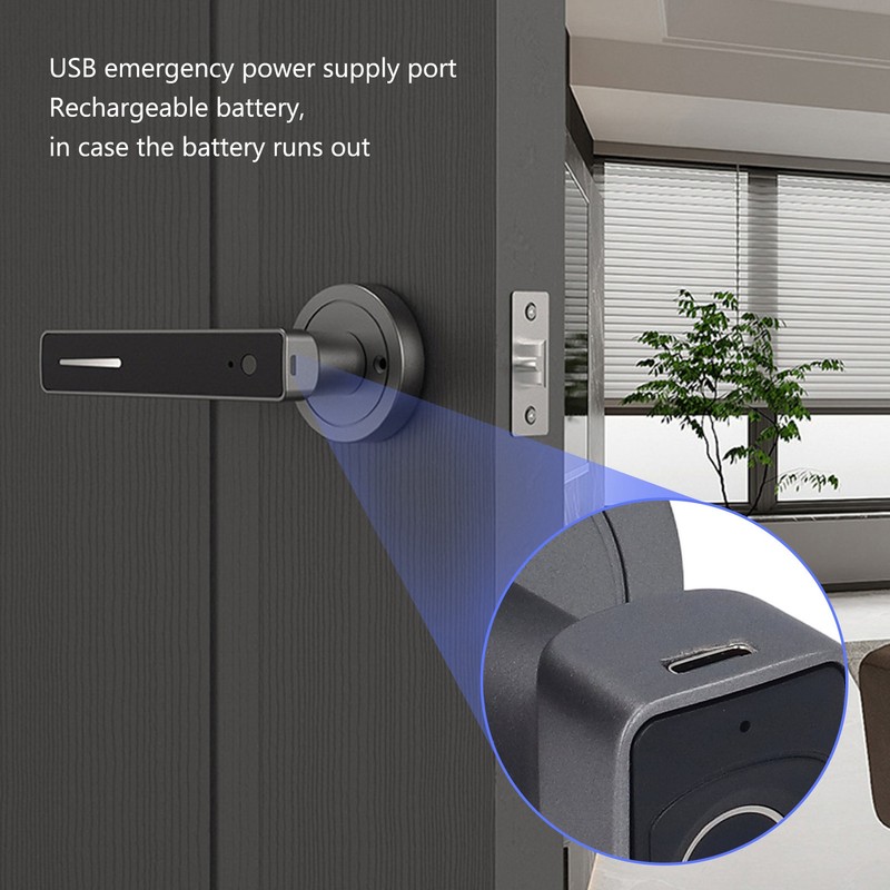 Smart Door Handle Fingerprint with 2 Key Fast Recognition Static