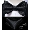 DiBanGu Black Bow Ties for Men Silk Self Tied Bow