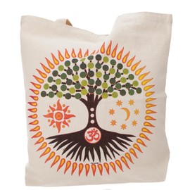 GURU SHOP No Time Shopper Bag, Sturdy Shopping Bag, Beach Bag, Yoga Bag - Tree of Life, Men/Women, Cotton, 48 x 45 x 13 cm, Colourful Fabric Bag, Tree of life