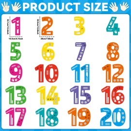 20Pcs 13In Colorful Jumbo Numbers Bulletin Board Set 1-20 Cutouts for Classroom Wall Decoration Learning Toddler Kid School Educational Teaching Tool Supplies