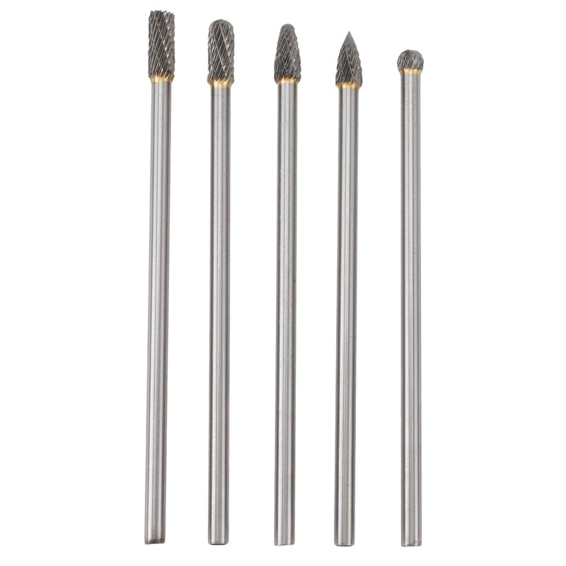 5pcs Rotary Tool Carbide Burr Set 150mm Double Grain Long