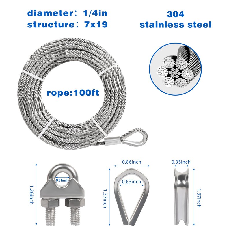 1/4 Inch Stainless Steel Cable – Heavy-Duty, Corrosion-Resistant Wire Rope