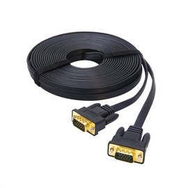 DTECH Display Cable VGA Cable 10M D-Sub 15pin Male to D-Sub 15pin Male Ultra Thin Flat Design Black