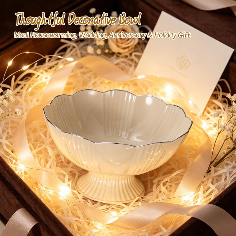 White Decorative Bowl 3Pack, 10" Detachable Decorative Fruit Bowls