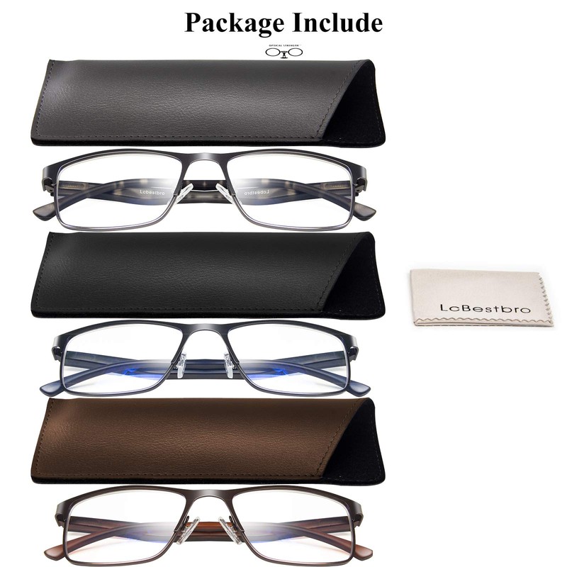 Lcbestbro 3 Pack Business Blue light Blocking Reading Glasses for