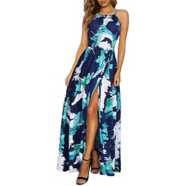 KILIG Women's Summer Maxi Dress 2025 Casual Sleeveless Split Floral Sundress Beach Vacation Flowy Long Dresses(Floral01,M)