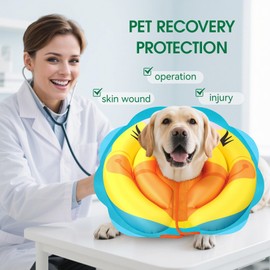 TOBYTO Inflatable Dog Cone Alternative - Soft Adjustable Recovery Collar for Small Medium Large Dogs After Surgery, Protective E Collar Anti Licking Does Not Block Vision(Yellow, XS)