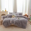 chovy Gray Rabbit Plush Faux Fur Bread Grid Comforter Sets