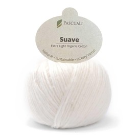 Pascuali Suave Knitting Wool Made from 100% Organic Cotton, for Knitting and Crocheting, Colour: White 96