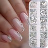 12 Grid 3D Shiny Crystals White Nail Flatback Rhinestones Glitter