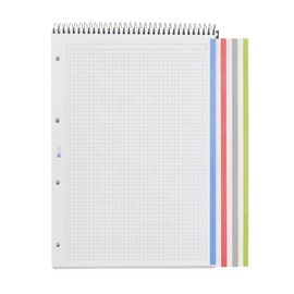 Miquelrius - The Original Graphite Reporter Notebook 4 Colour Strips A4 120 5mm Grid Sheets 70g Paper 4 Holes Compact Card Cover Graphite