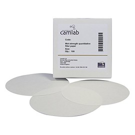 Camlab 1171188 Grade 53 [540] Quantitative Wet Strength Filter Paper, Ashless, 125 mm Diameter (Pack of 100)