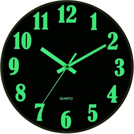 JoFomp Glow in The Dark Clock, 14 Inch Modern Silent Non Ticking Wall Clocks Battery Operated, Night Light Wall Clock for Living Room Decor, Wall Clock Decorative for Kitchen Bedroom