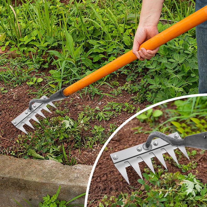 Garden Rake, Multi-Purpose Garden Weed Tool, Weed Hoe, Portable Weed