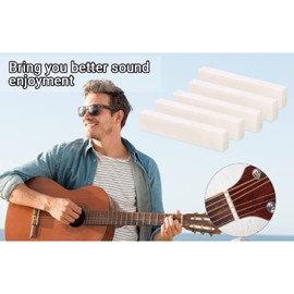 6 String Acoustic Guitar Bone Bridge Saddle and Nut, Electric Guitars Nuts Flat Bottom Cattle Bass Blank Nuts Made of Real Bones Replacement Unbleached, 2 x 0.2 x 0.4 Inch(Cream)