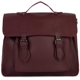 styleBREAKER Multifunctional Messenger Bag Satchel with Buckles, Shoulder Bag, Rucksack, Briefcase, Unisex 02012312, Color:Claret-Violet