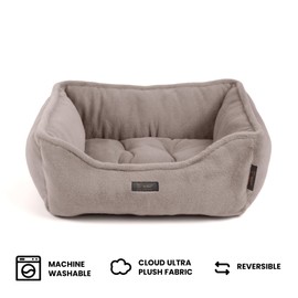 NANDOG Cloud Prive Collection Washable Cat and Dog Bed for Small to Medium Breeds – Made of Ultra Soft Micro Plush Fabric – Reversible Design with Double-Stitched Seams (Taupe Gray, Prive 25”)
