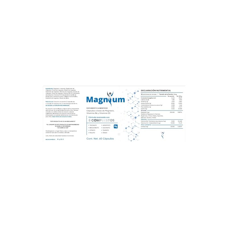 Capsulas Compuestos Magnesio Treonato Aspartato Bisglicinato Citrato Glicinato Taurato Malato