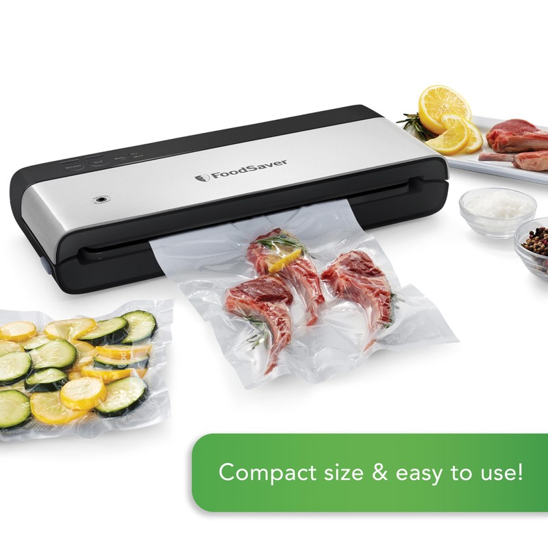 FoodSaver PowerVac Compact Vacuum Sealing Machine Stainless Steel & Black